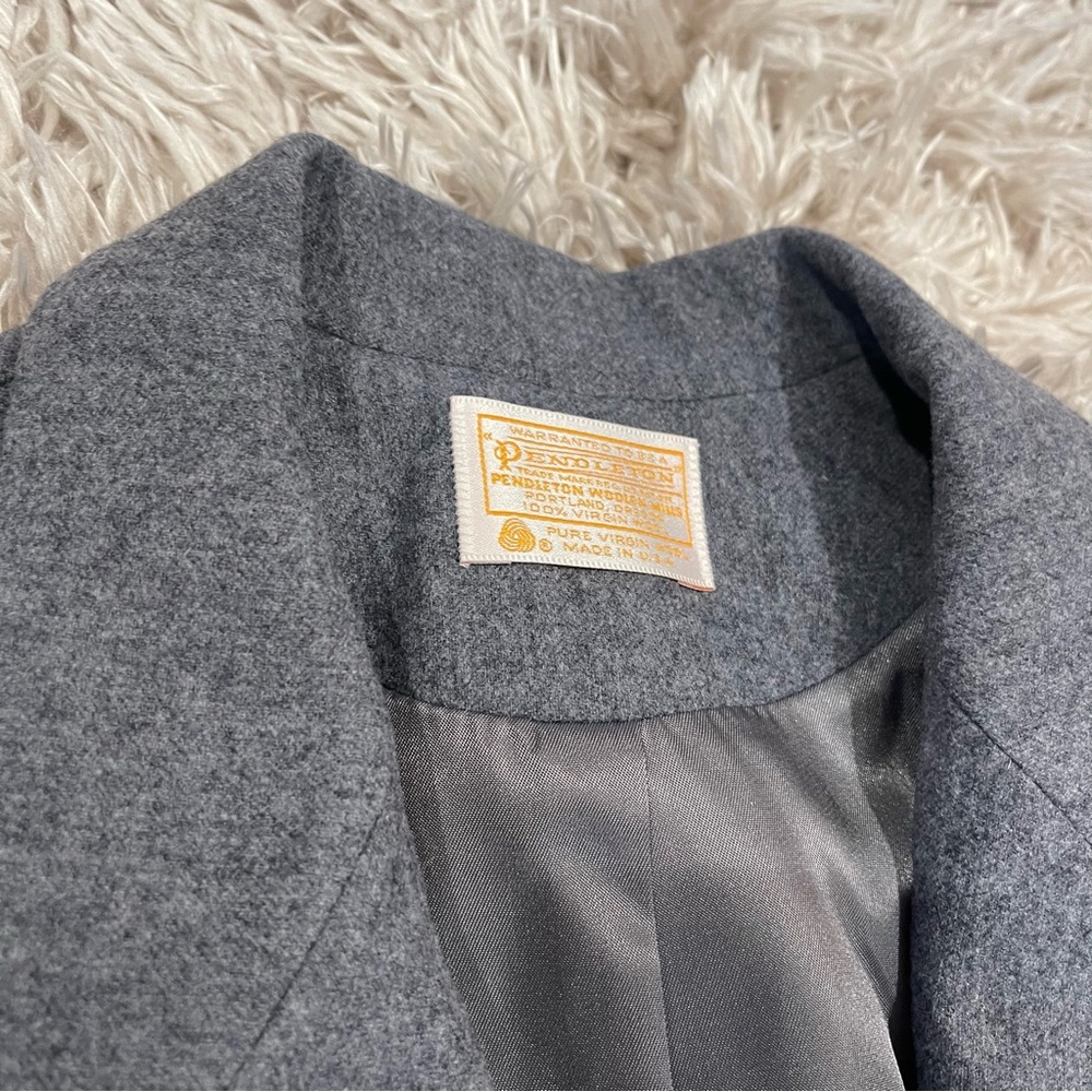 NWOT Pendleton Gray Pure Virgin Wool Lined Jacket & Skirt Set | Metal Buttons